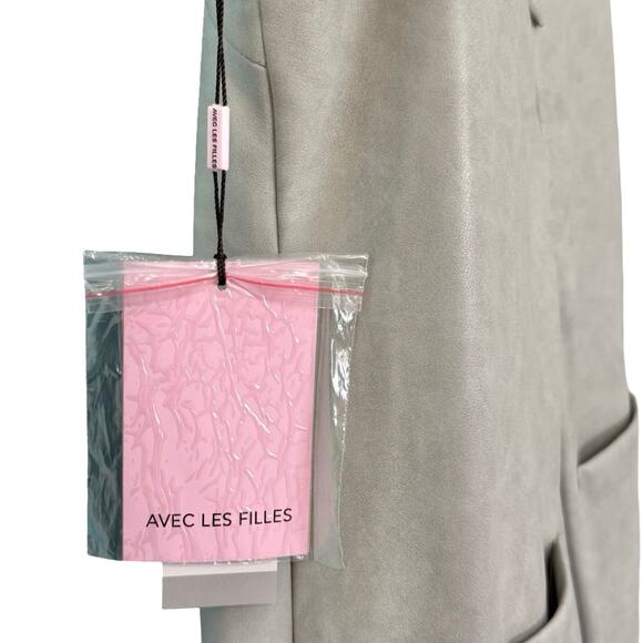 Avec Les Filles Anthropologie Gray Vegan Leather Wide Leg Jumpsuit sz XS NEW Tag - Picture 13 of 14